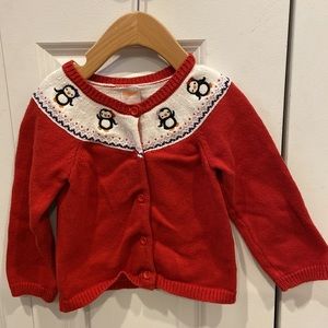 Gymboree Winter Penguin Red Cardigan